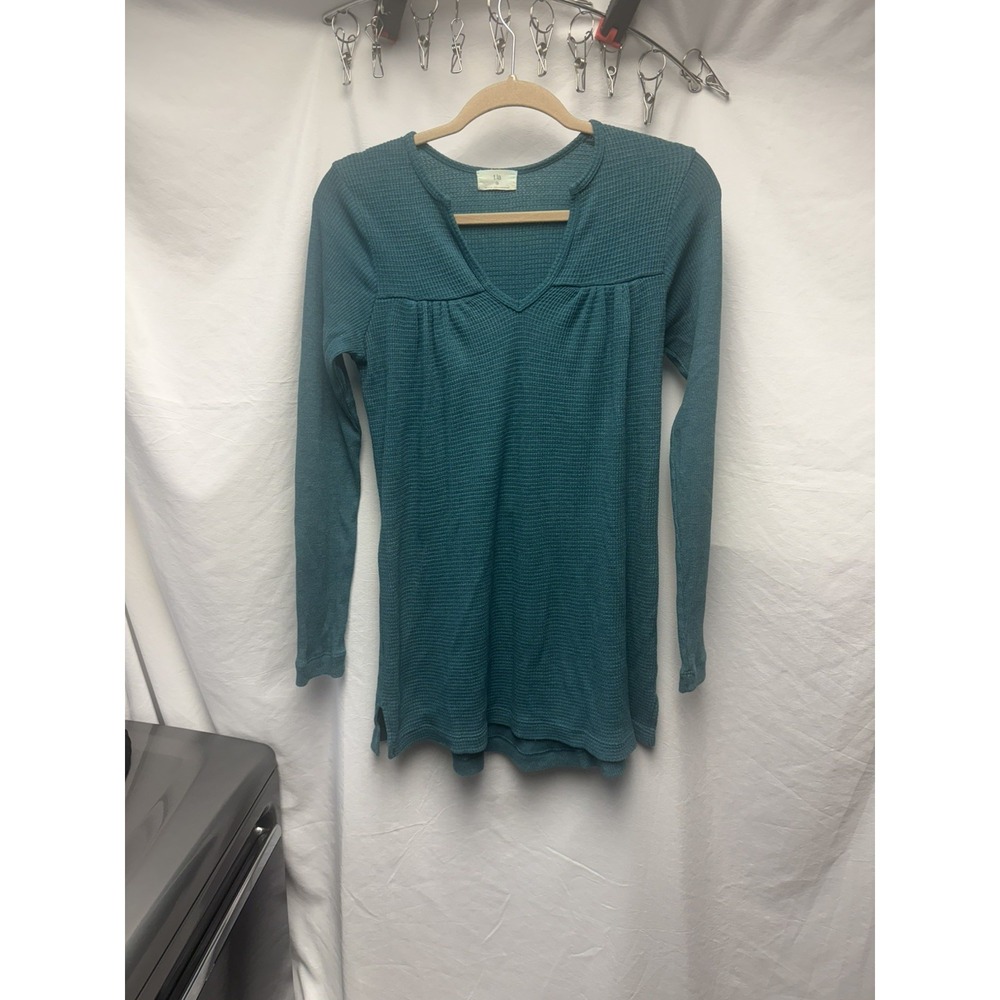 t.la Anthropologie Top Women Sz XS Teal Waffle Knit Thermal Tunic Casual